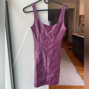 Bershka latex purple mini dress
